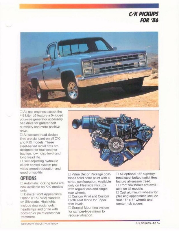 1986 Chevrolet Truck Facts Brochure Page 29